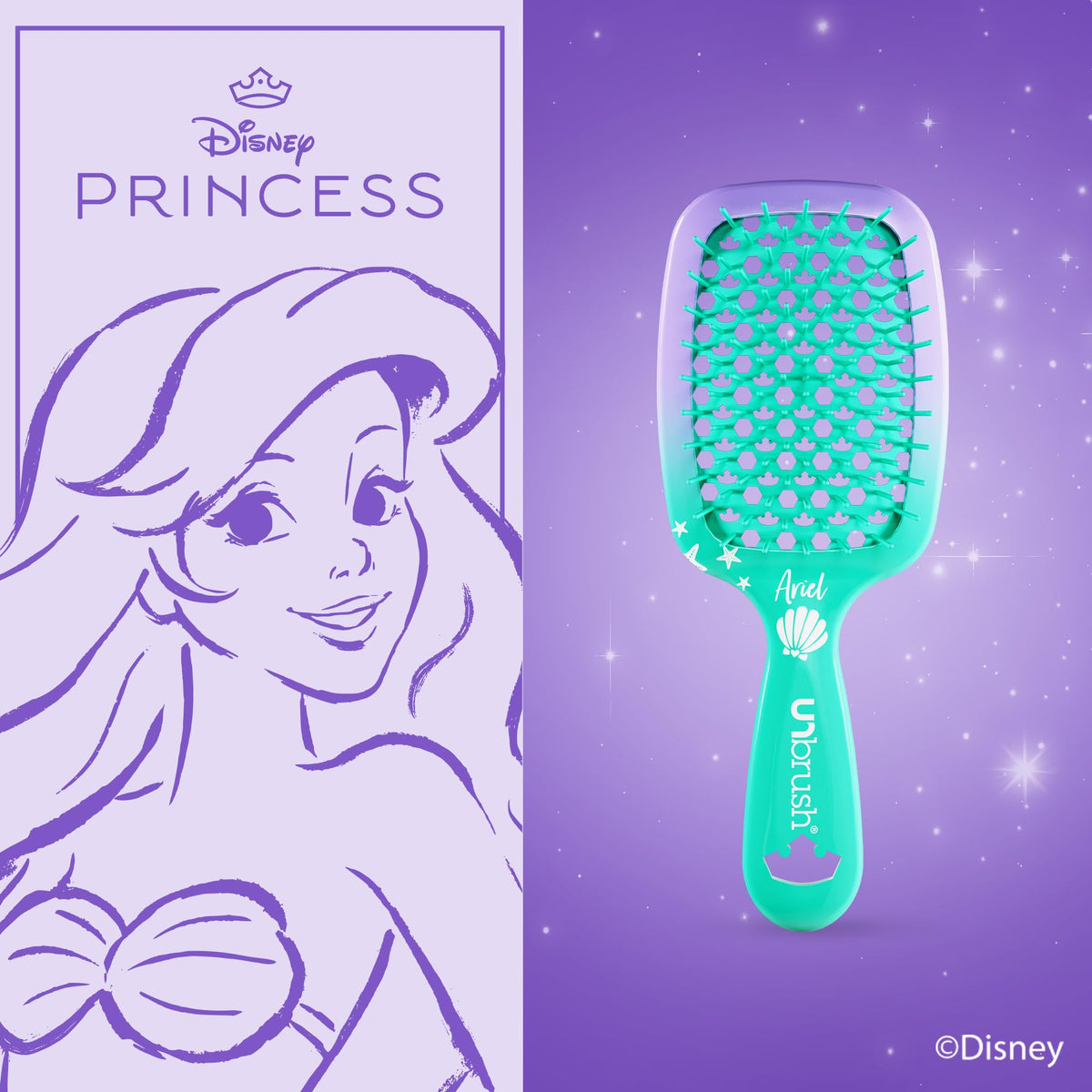 Lavender FHI Heat UNbrush Detangling Hairbrush - Disney Princess