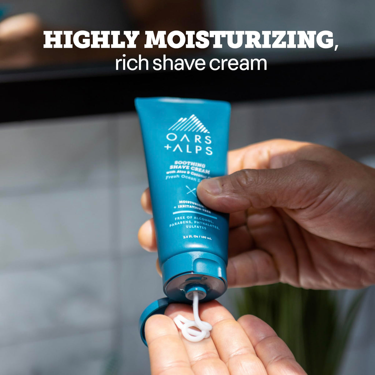 Black Oars + Alps Soothing Men's Shaving Cream, Dermatologist Tested, 1pk, 3.4oz