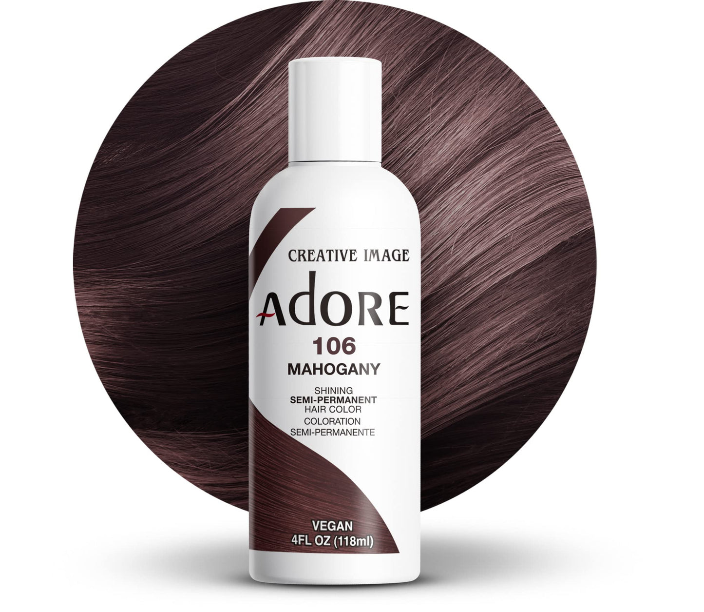 White Smoke Adore Semi Permanent Hair Color - Vegan and Cruelty-Free Hair Dye - 4 Fl Oz - 106 Mahogany (Pack of 3)