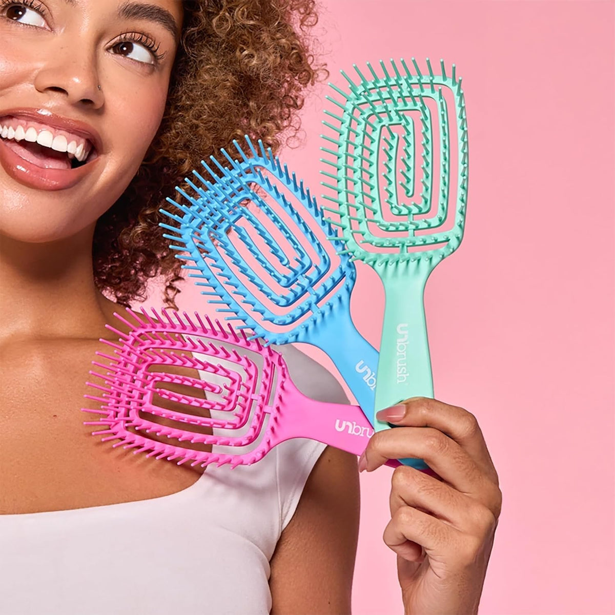 Light Pink FHI Heat UNbrush Flex Detangling Brush - Ultra Flexible Hairbrush