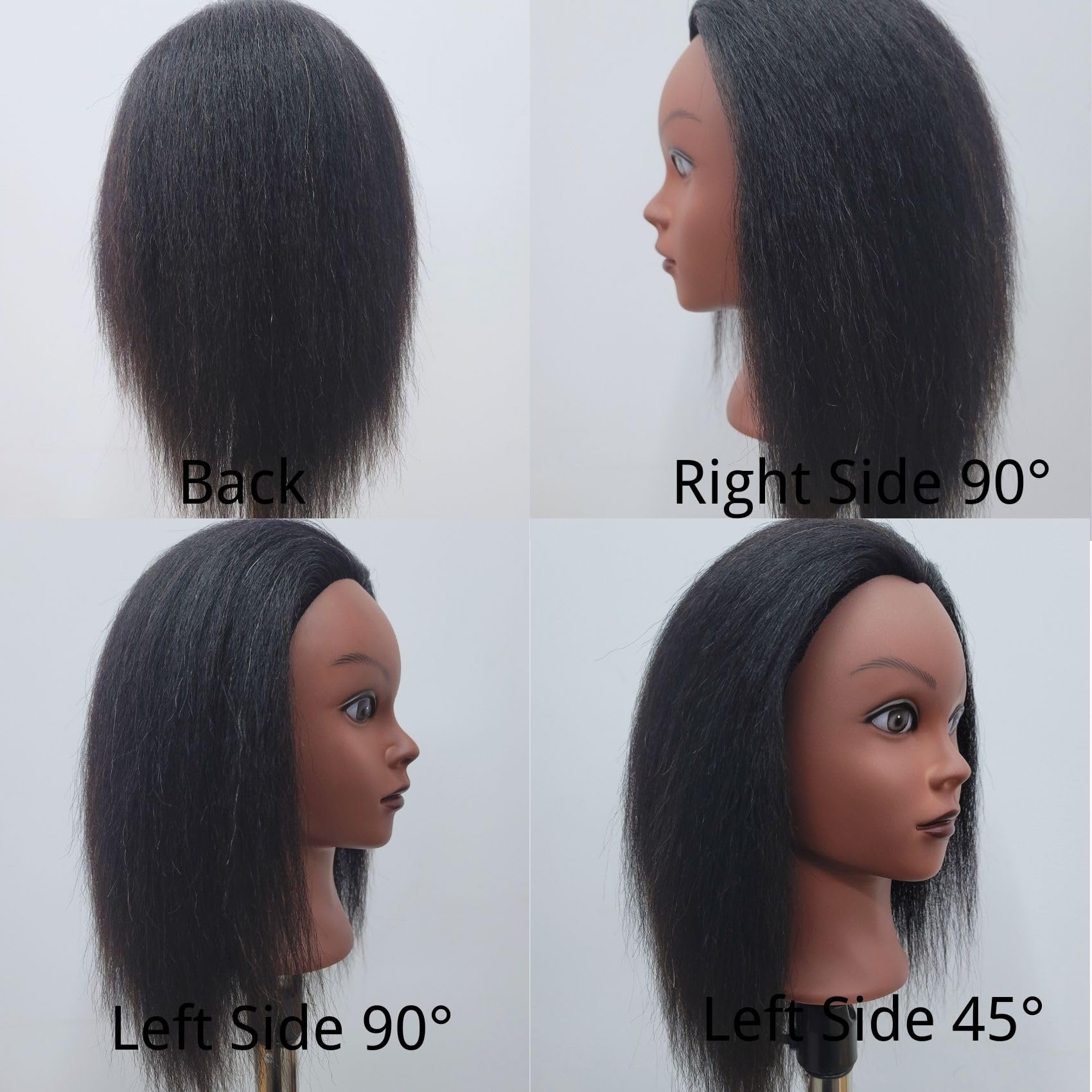 Dark Slate Gray Real Hair Braiding Mannequin Head for Practice, African American Training Doll Head with Hair for Kids