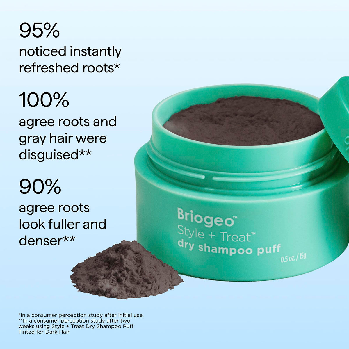 Pale Turquoise Briogeo Style + Treat Tinted Dry Shampoo Puff | Non-Aerosol & Talc-Free