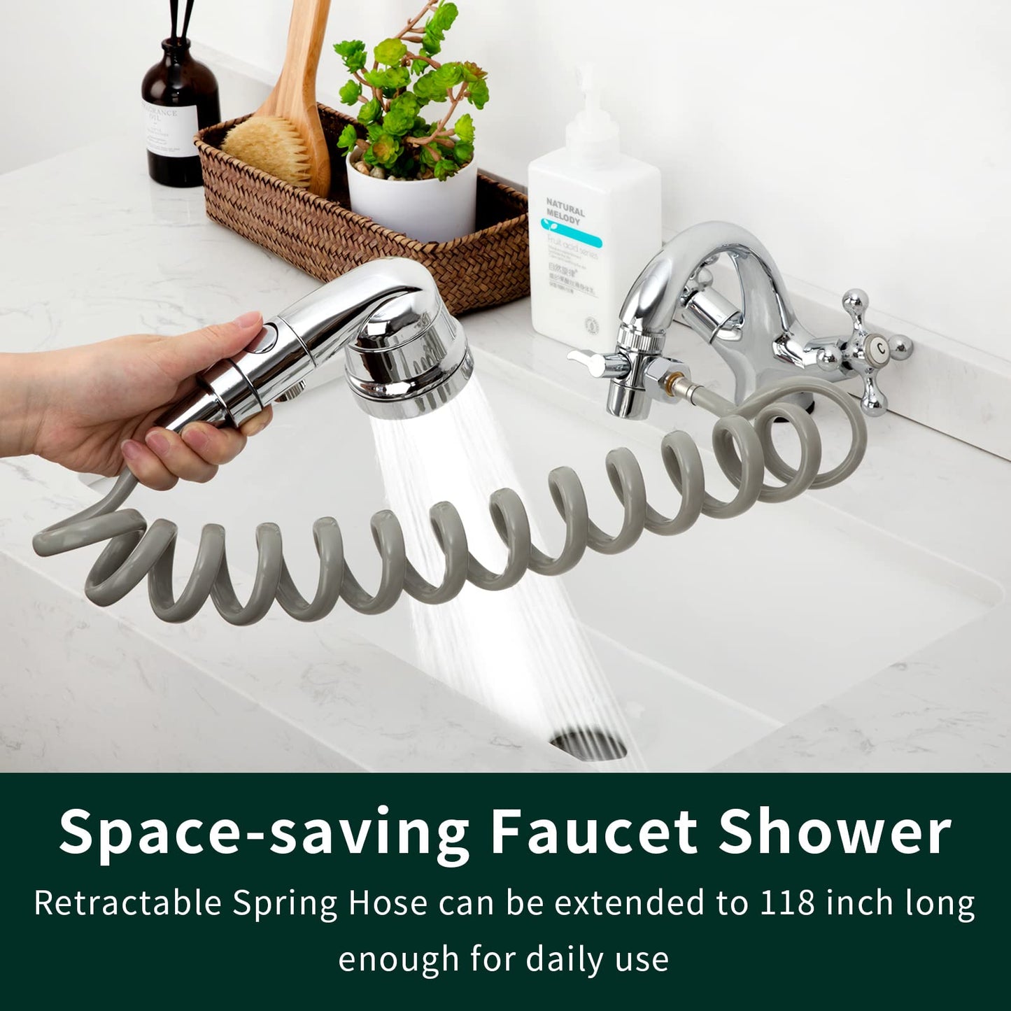 Light Gray ZCONIEY Sink Faucet Sprayer Attachment Hair Pet Rinser Showerhead with Stop Water-saving Function