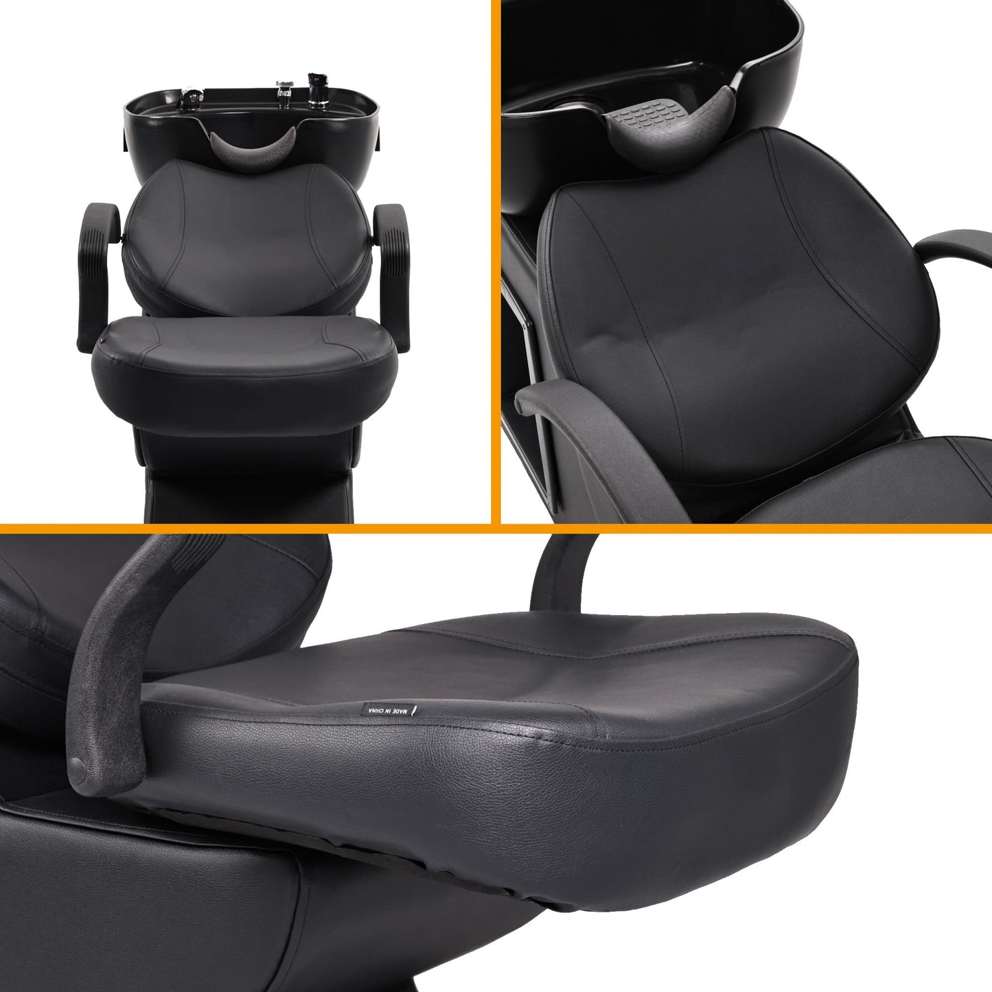 White Smoke Seogwisam Shampoo Bowl and Chair Set for Salon, Backwash Barber Chair,ABS Plastic Shampoo Bowl Sink Unit w/Storage Box for Beauty Spa Barbershop