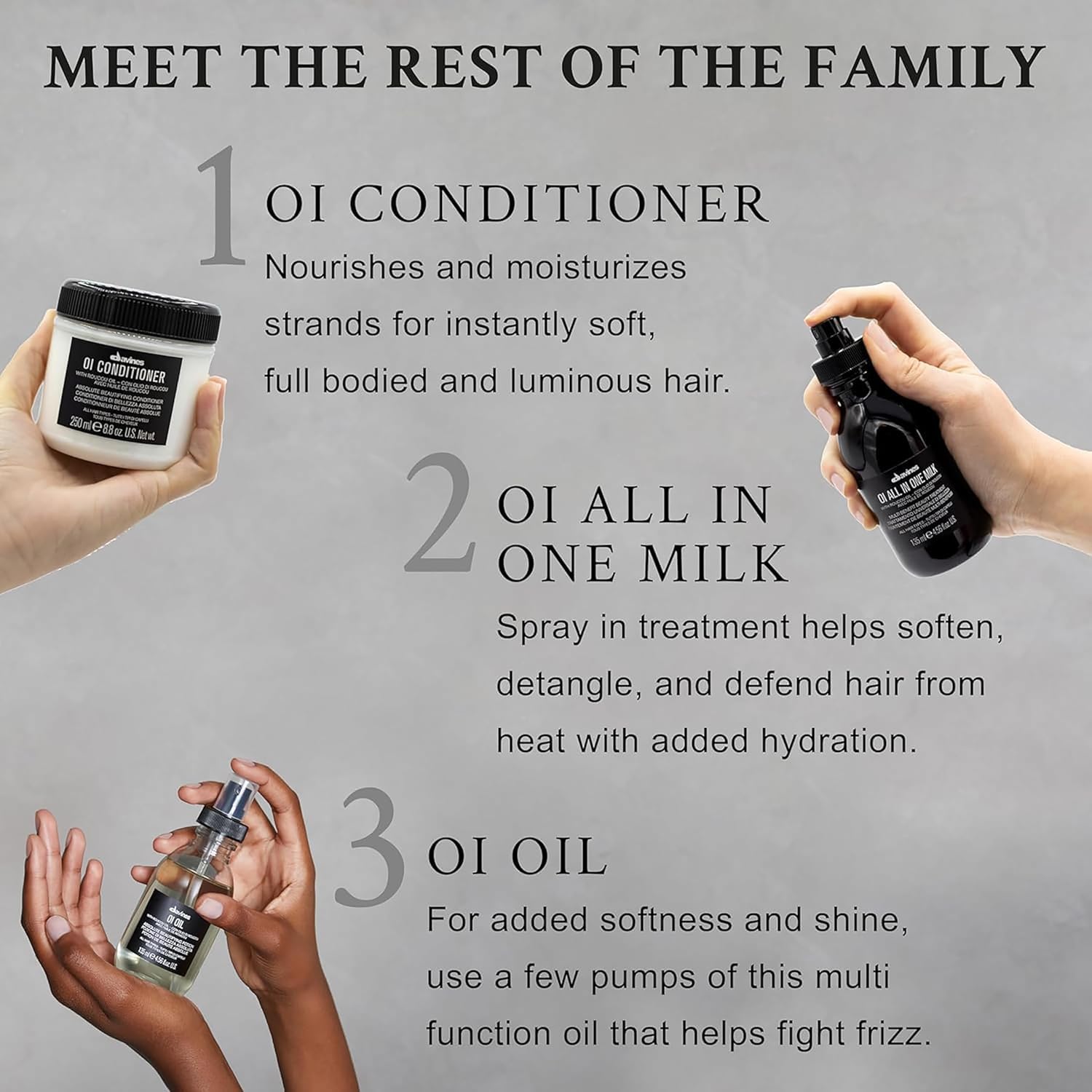 Gray Davines OI Oil | Weightless Hair Oil Perfect for Dry Hair, Coarse & Curly Hair Types | Anti-Frizz for Soft, Shiny Hair | 4.56 Fl Oz (Pack of 1)