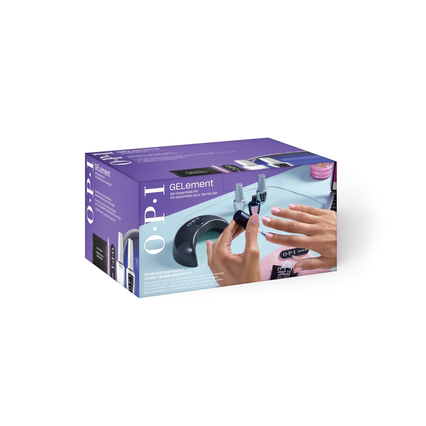 White Smoke OPI GELement Starter Essentials Kit | Includes Base Coat, Top Coat, LED Curing Lamp, & Prep Supplies | DIY Professional Salon Quality Gel Manicure Results
