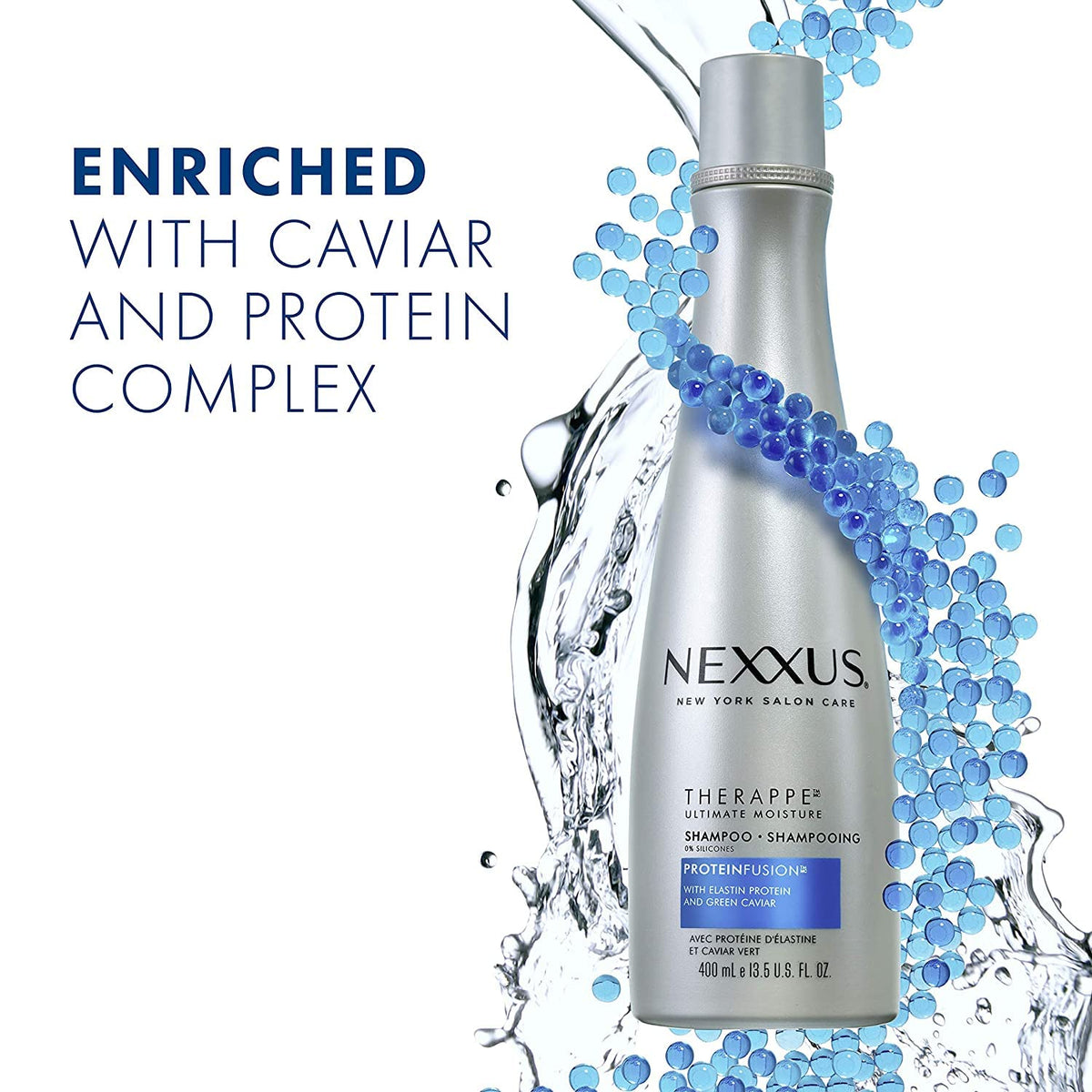 White Smoke NEXXUS THERAPPE Caviar Complex Ultimate Moisture, Step 1, Shampoo, 13.5 Ounce (Pack of 2)