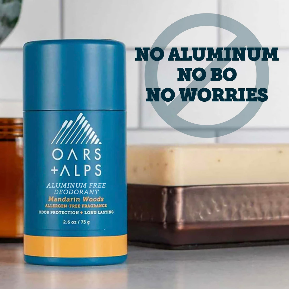 Lavender Oars + Alps Aluminum Free Men's Deodorant, Clear + No Residue, 1pk, 2.6oz