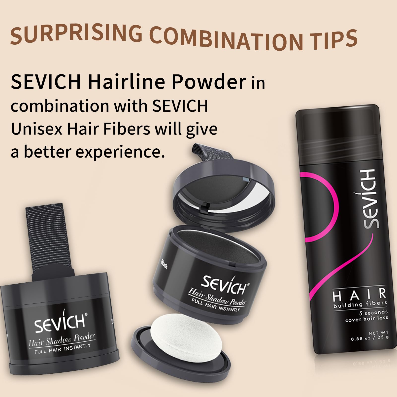 Light Gray Sevich Hairline Powder,Instantly Conceals Hair Loss, Root Touch up Powder, Hair Shadow Toppers for Women & Men, Touch Up for Thinning Gray Hair, Windproof & Sweatproof,Dark brown