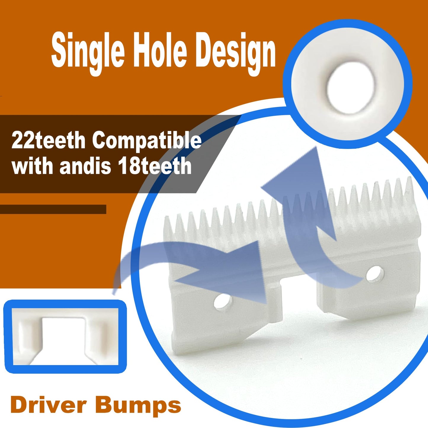 White Smoke OwnLifeYF 3PCS Ceramic Coarse Pet Replacement Blade Cutter Compatible with Andis 64440, Compatible with Oster A5, Compatible with Walh KM Series Clippers, 22 Teeth