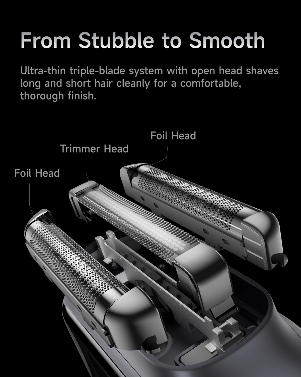 Black Laifen P3 Pro 3-Blade Electric Shaver, Dual Linear High-Speed Motors 12,000 Cuts/Min, 100-Min Runtime, IPX7 Waterproof, Rechargeable Electric Razor for Men, Travel-Friendly (Space Gray Aluminum Alloy)