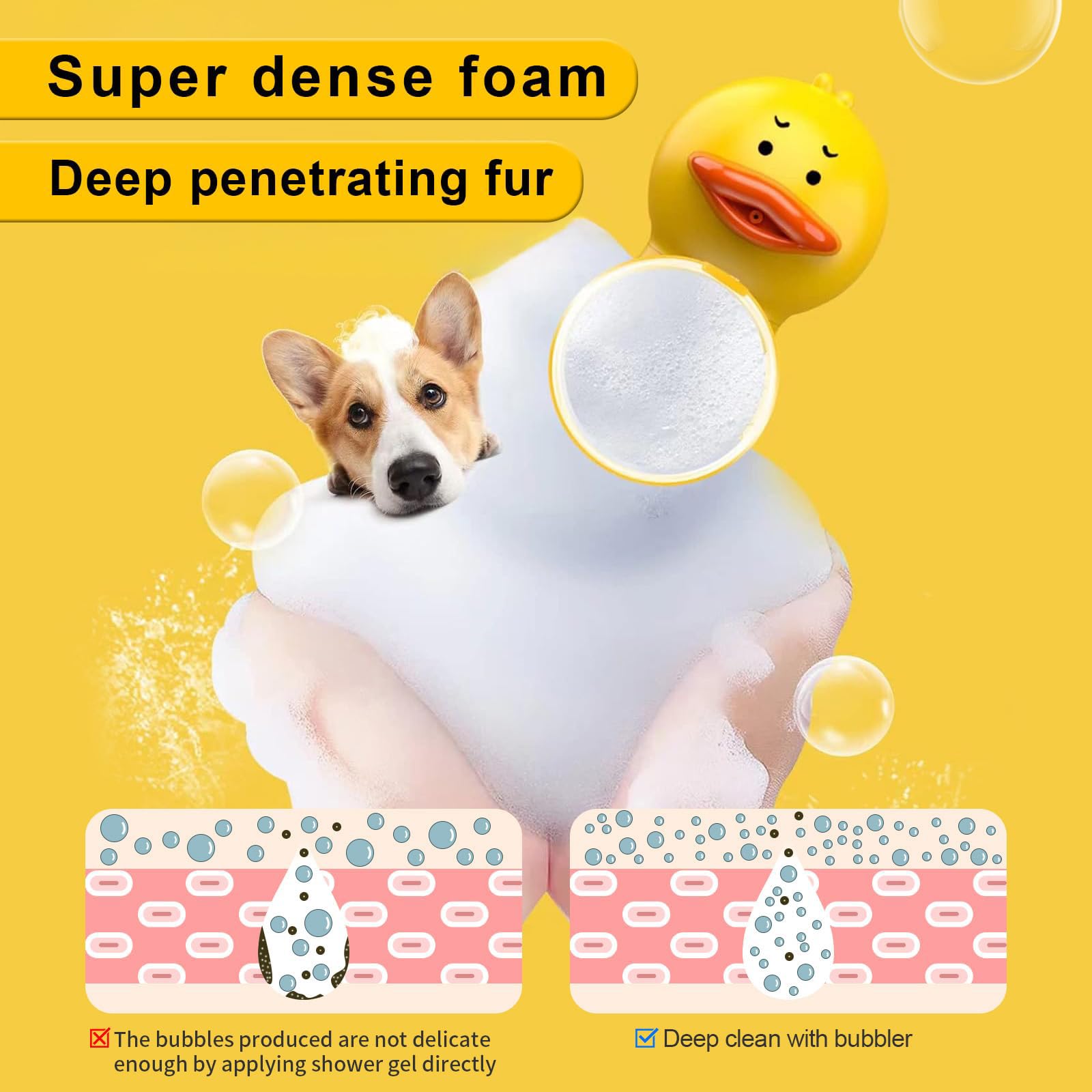 Sandy Brown Electric Dog Shampoo Dispenser Dog Shampoo Sprayer Duck Shampoo Foamer for Pet, Foaming Soap Dispenser for Bathtub, Kitchen Sink Cleaning