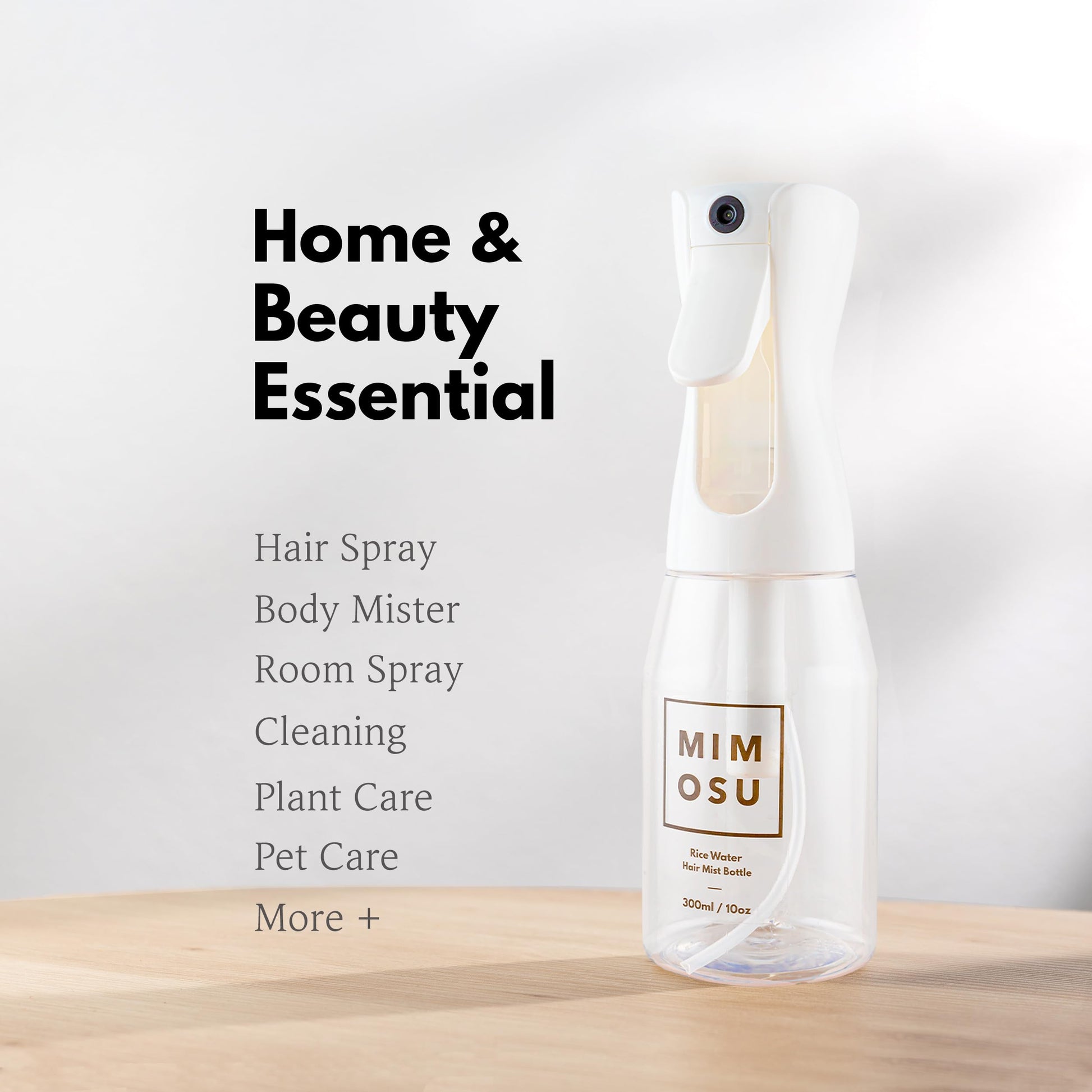 Lavender mimosu Continuous Mist Spray Bottle, 10oz – Refillable Sprayer for Hair Styling, Salon, Rice Water DIY, Curly Care Product