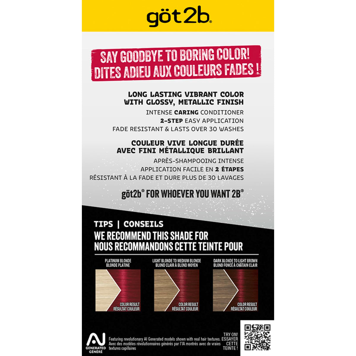Black got2b Metallics Permanent Hair Color, M70 Cherry Red, Upto 30 Washes, 1 Kit