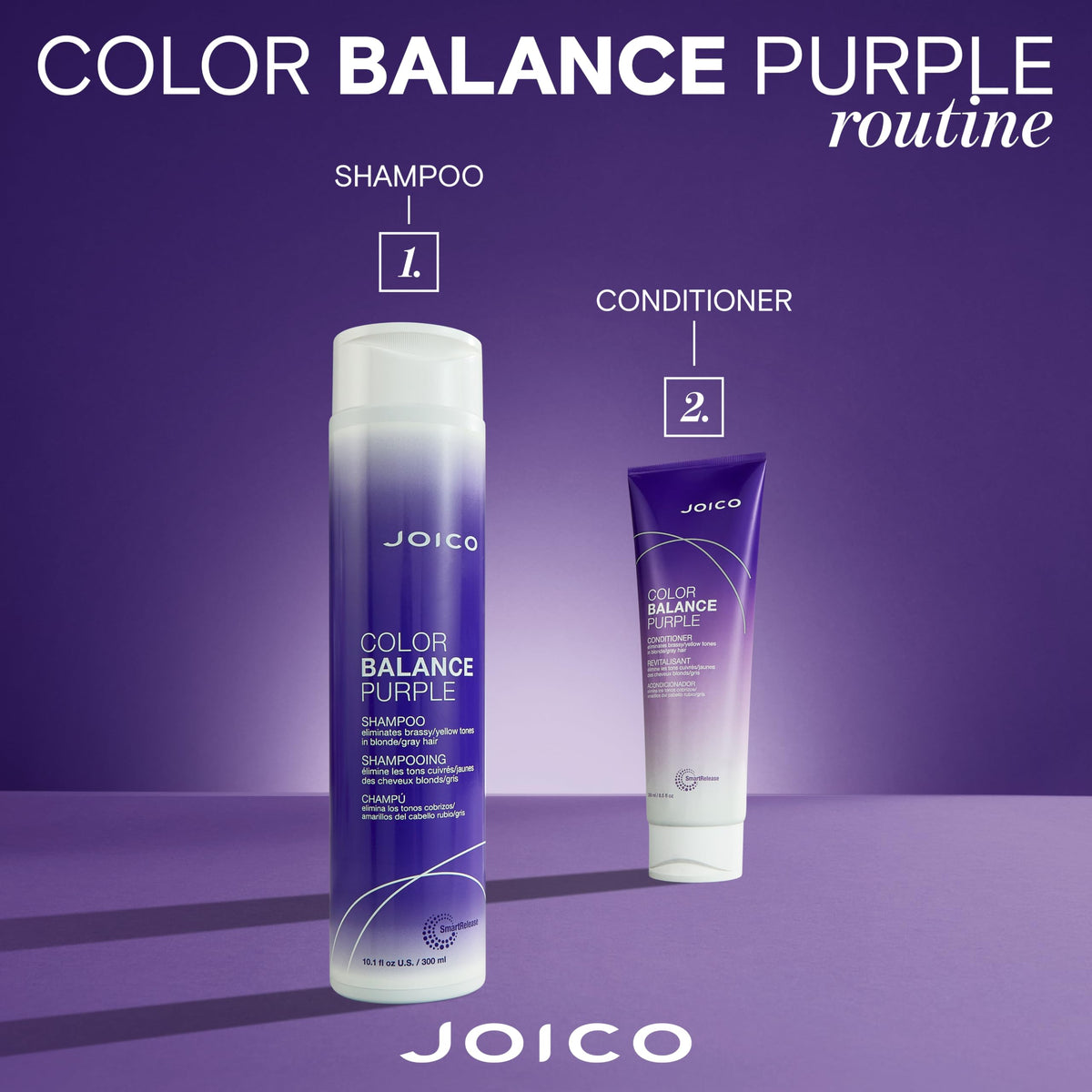 Dark Slate Blue Joico Color Balance Purple Conditioner | Eliminate Brassy Tones | 8.5 Fl Oz