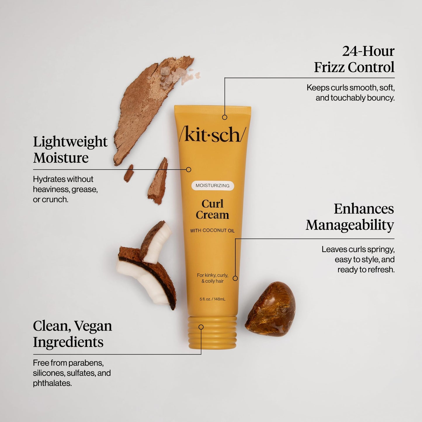 Lavender Kitsch Moisturizing Curl Cream for Curly Hair – Lightweight Curly Hair Products for Men & Women | Defines Curls, Controls Frizz & Boosts Shine | Hydrating Curling Cream - Ideal Gifts for Women
