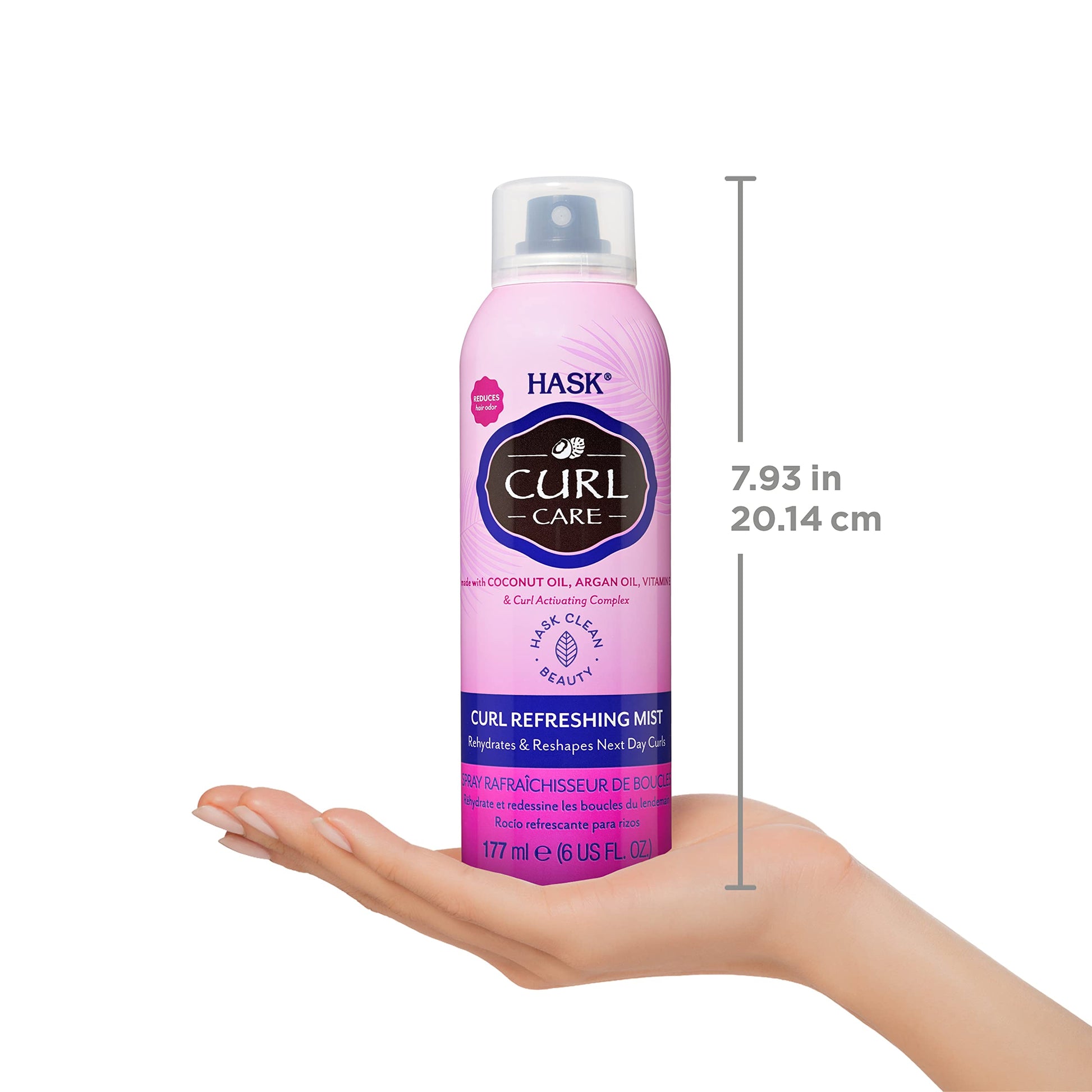 White Smoke HASK CURL CARE Curl Refreshing Mist for curly hair, color safe, gluten free, sulfate free, paraben free