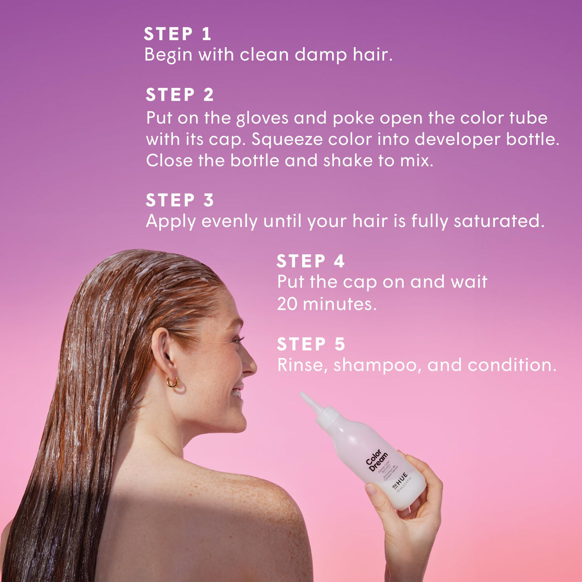 Medium Orchid dpHUE Color Dream, Light Brown - Ammonia-Free, Demi-Permanent Hair Color - Lasts 16 Washes - Boosts Shine - Paraben & Sulfate Free, Leaping Bunny Certified