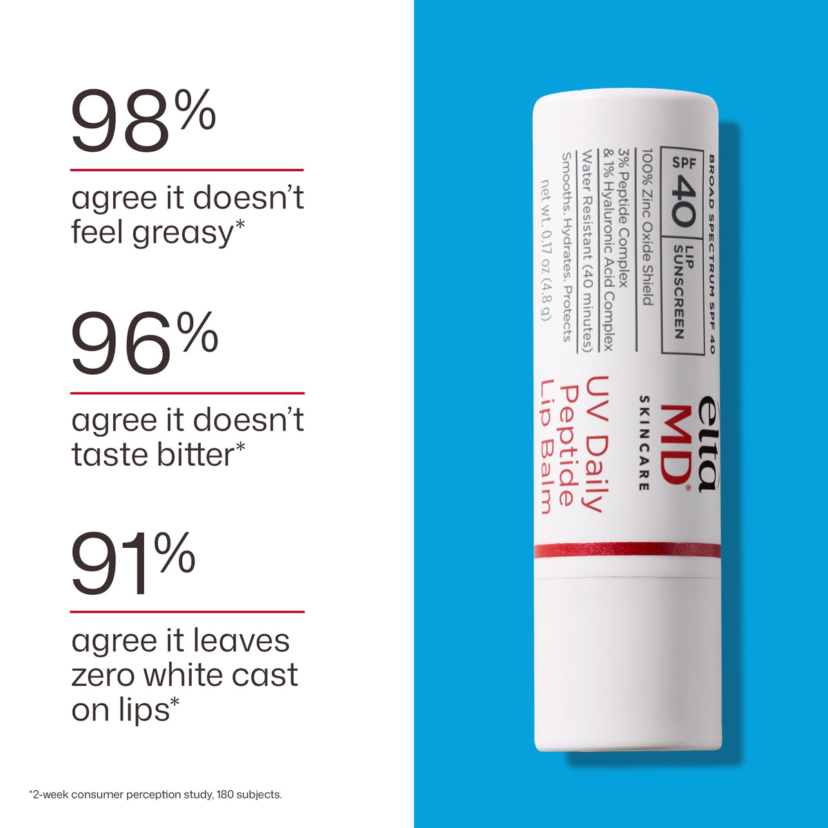 White Smoke EltaMD UV Daily Peptide Lip Balm, 100% Mineral, SPF 40, 0.17 oz