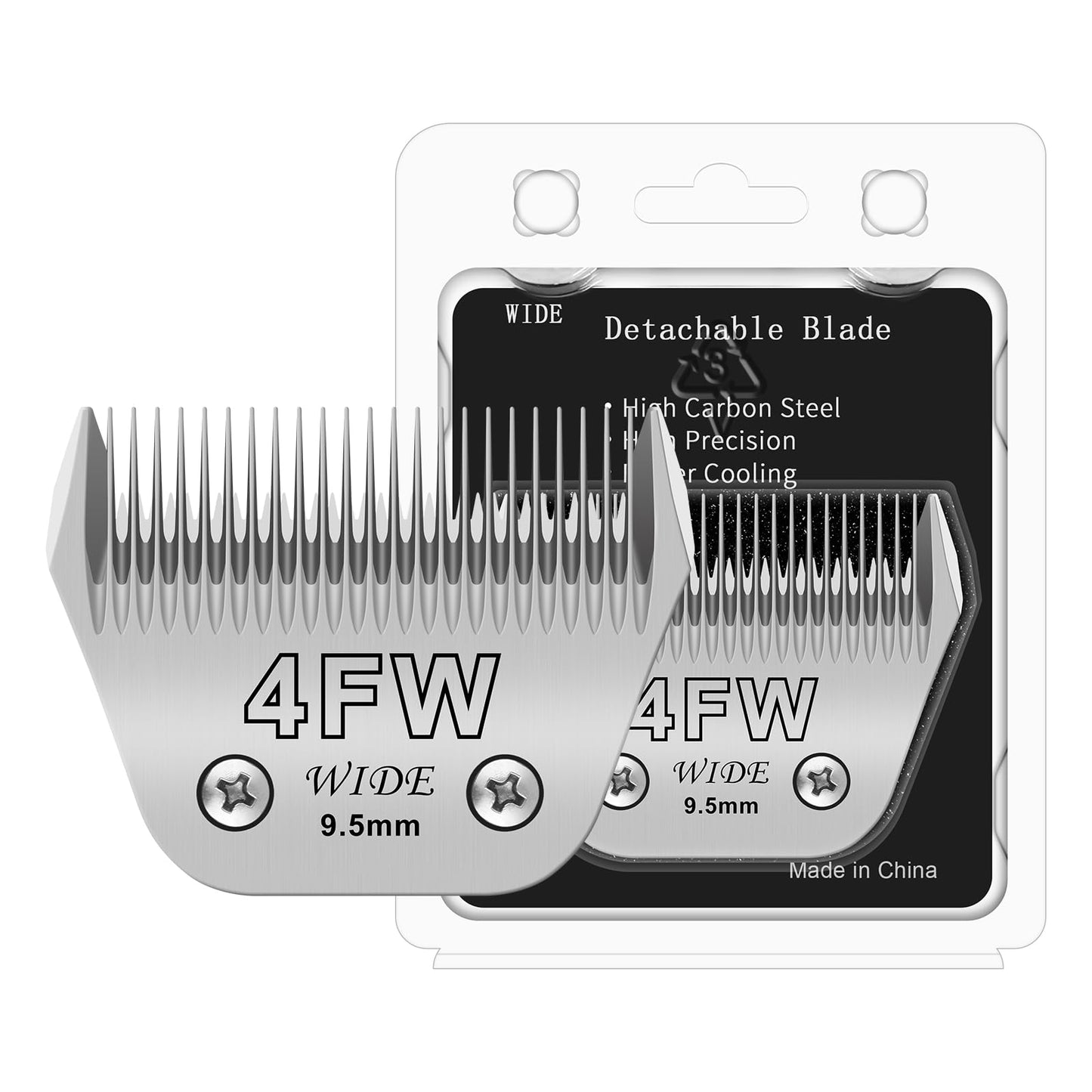 White Smoke Newbulu 4FW Dog Grooming Wide Blade,Detachable Pet Dog Grooming Blades,Compatible with Andis,Oster A5,Wahl km10 Clippers.Cutting Length 3/8 in(9.5mm)