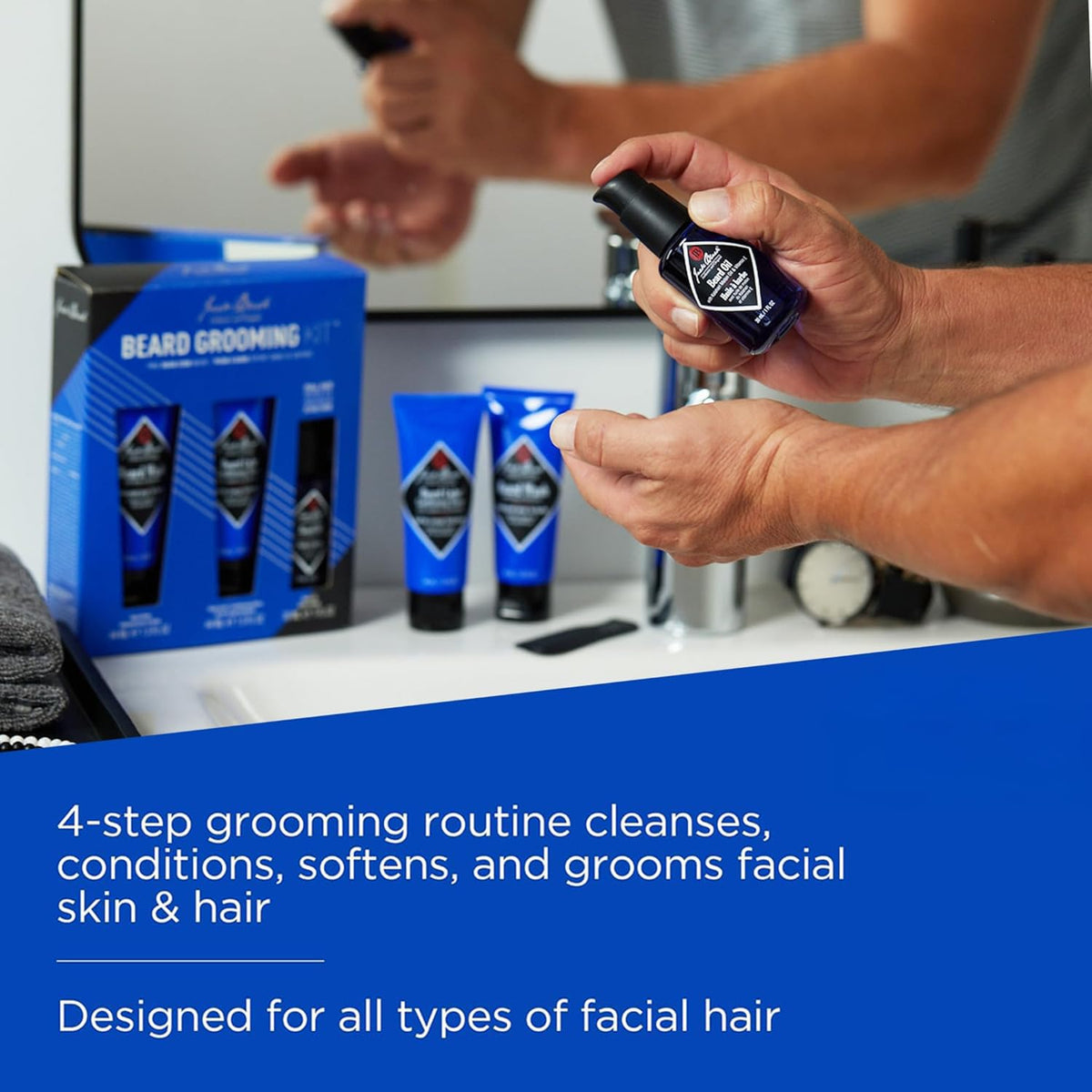 Medium Blue Jack Black Travel Size Beard Grooming Kit for Men