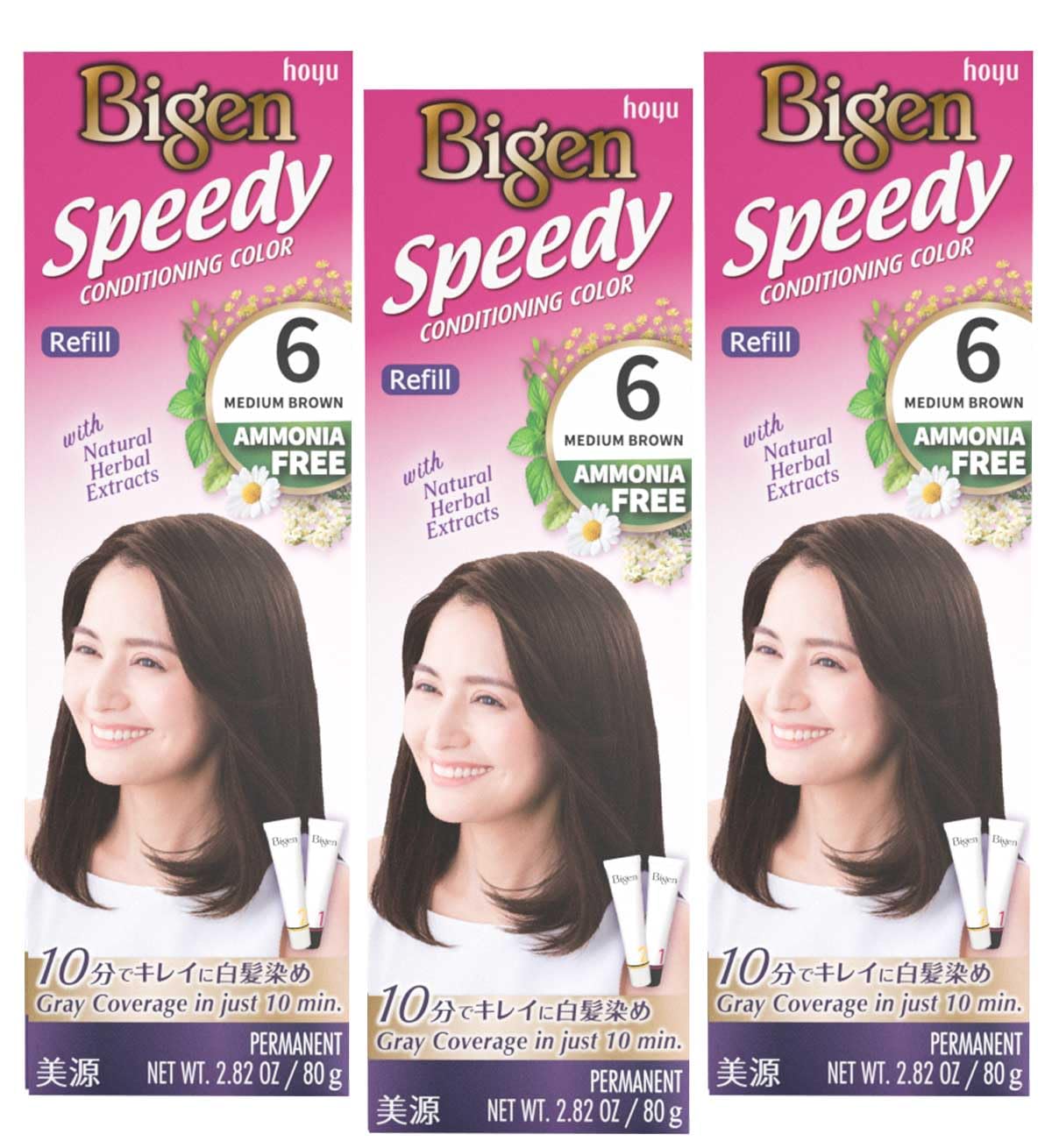 White Smoke Bigen Speedy Conditioning Color Refill: 6 Medium Brown - 3 Pack