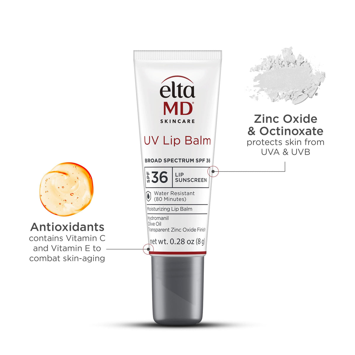 White Smoke EltaMD UV Lip Balm Sunscreen, Transparent Zinc Oxide, SPF 30