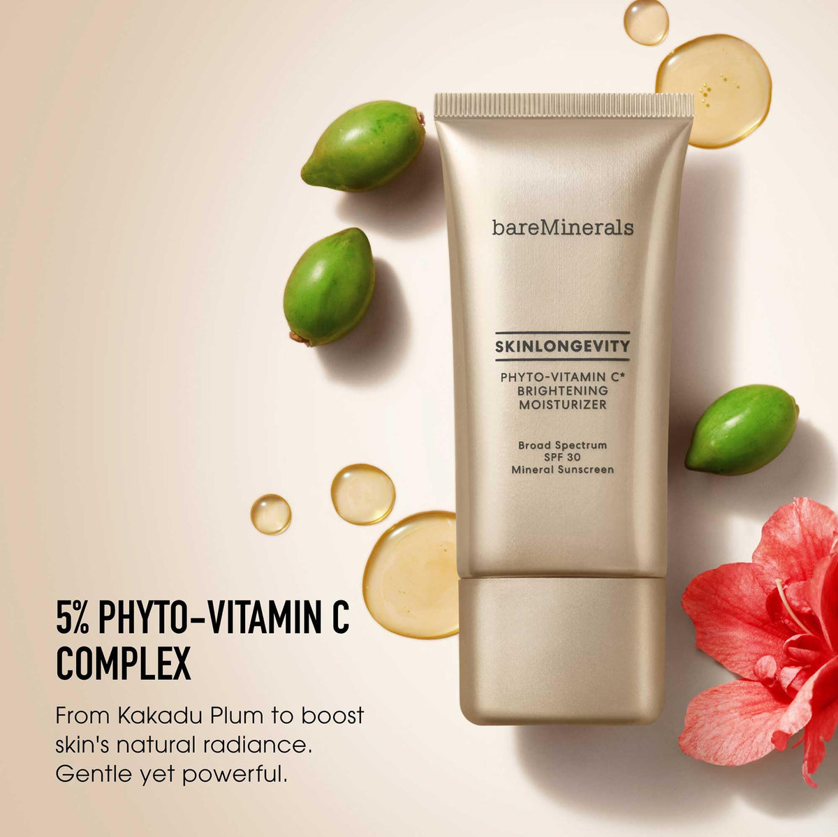 Light Gray bareMinerals SKINLONGEVITY Phyto-Vitamin C Moisturizer, 1.7 oz
