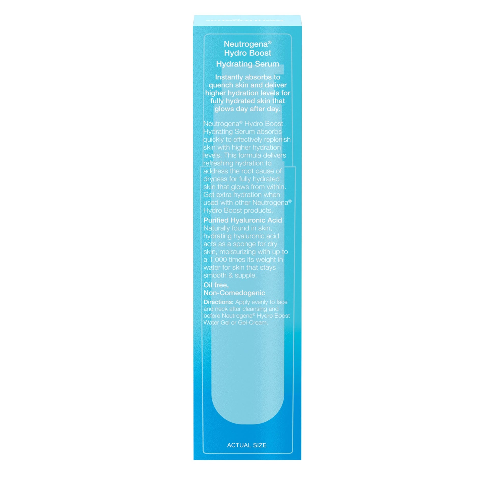 Sky Blue Neutrogena Hydro Boost Hydrating Hyaluronic Acid Face & Neck Serum, Fast-Absorbing Daily Facial Moisturizer with Purified Hyaluronic Acid for Hydrated Skin, Oil-Free & Non-Comedogenic, 1 fl. oz