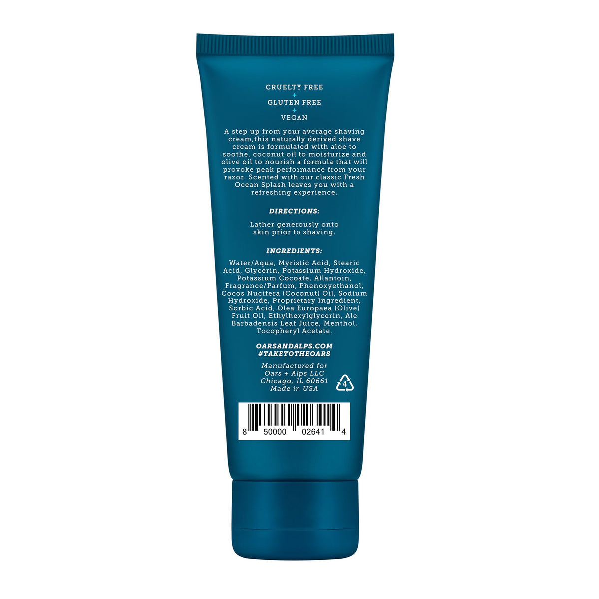 White Smoke Oars + Alps Soothing Men's Shaving Cream, Dermatologist Tested, 1pk, 3.4oz
