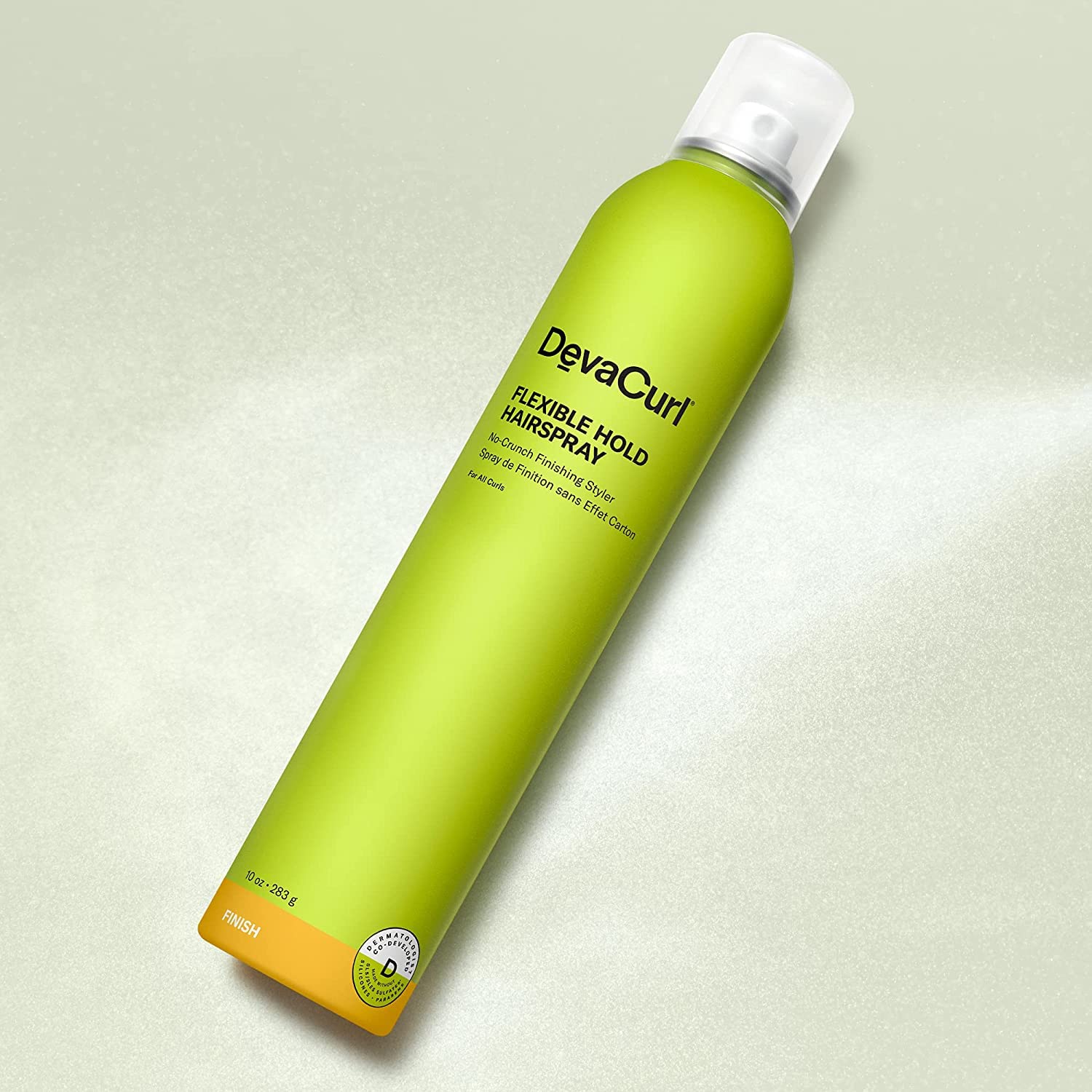 Light Gray DevaCurl Flexible Hold Hairspray Non-Crunch Finishing Styler, Bright Breeze, 10 fl. oz