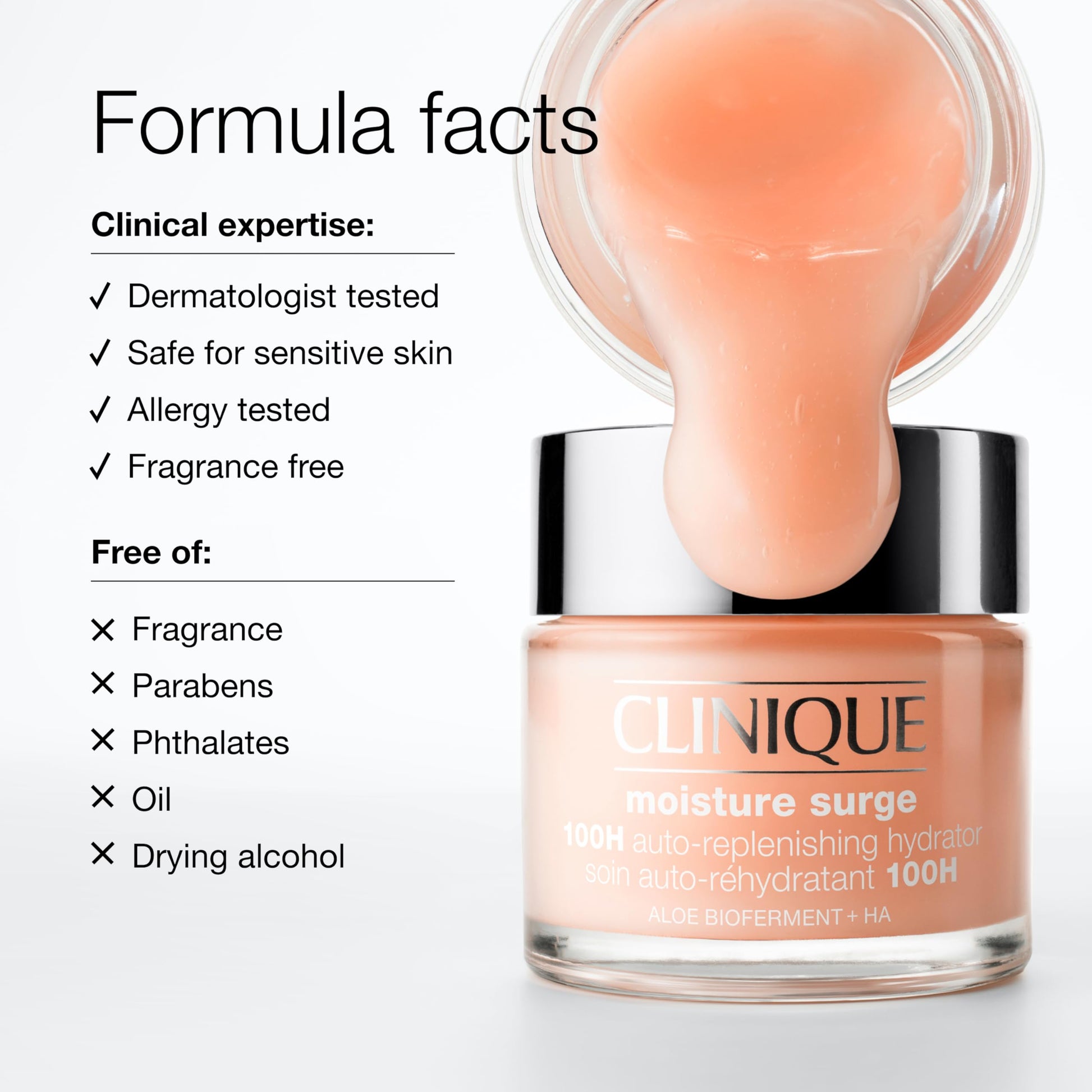 White Smoke Clinique Moisture Surge 100H Auto-Replenishing Hydrator Oil Free Face Moisturizer | With Hyaluronic Acid, Aloe Bioferment and Vitamins C + E | Hydrating + Moisturizing, Mini Travel Size, 0.5 Fl Oz
