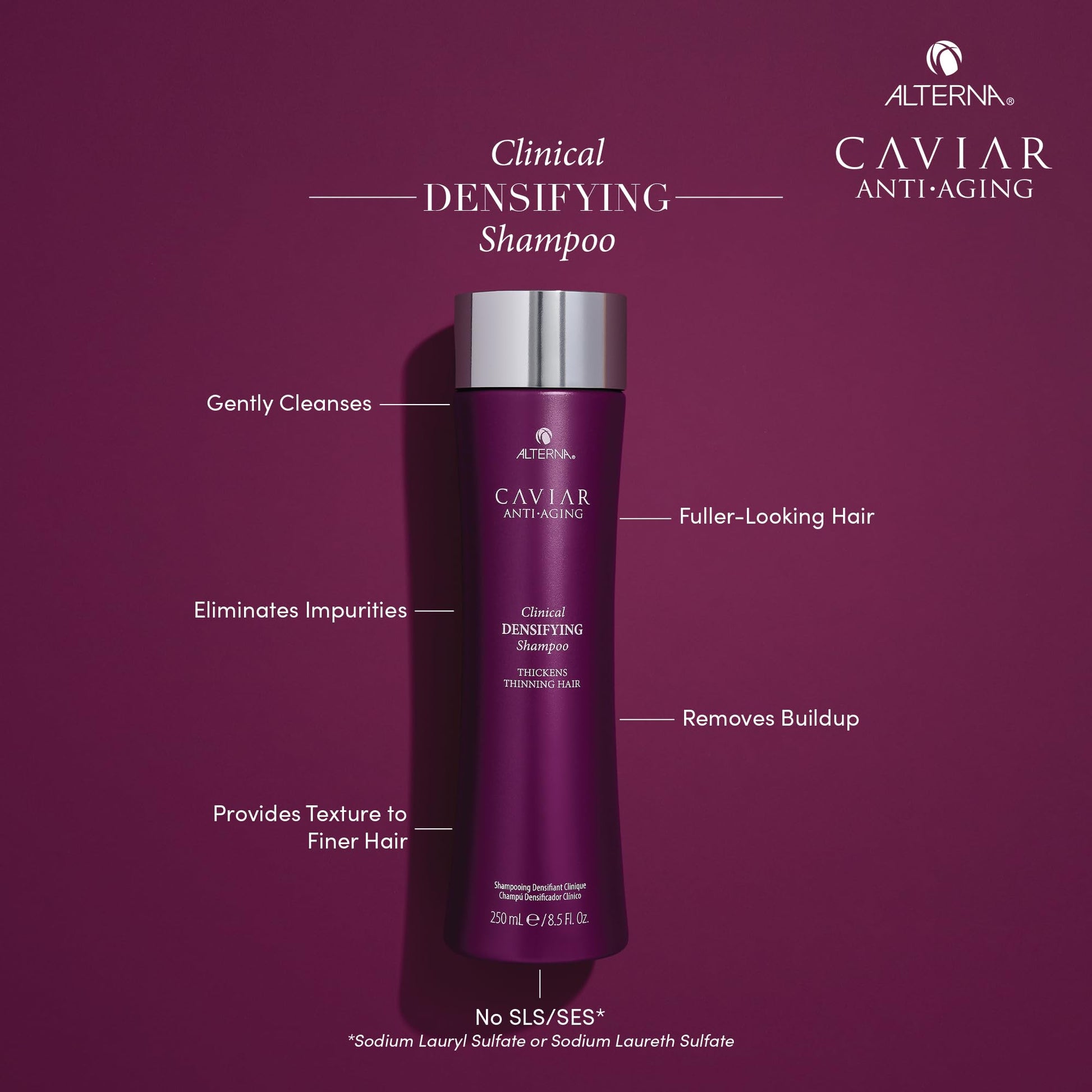 Brown Alterna Haircare CAVIAR Anti-Aging Clinical Densifying Shampoo 8.5 Fl Oz | For Fine, Thinning Hair | Thickens Hair, Protects Scalp | Sulfate Free