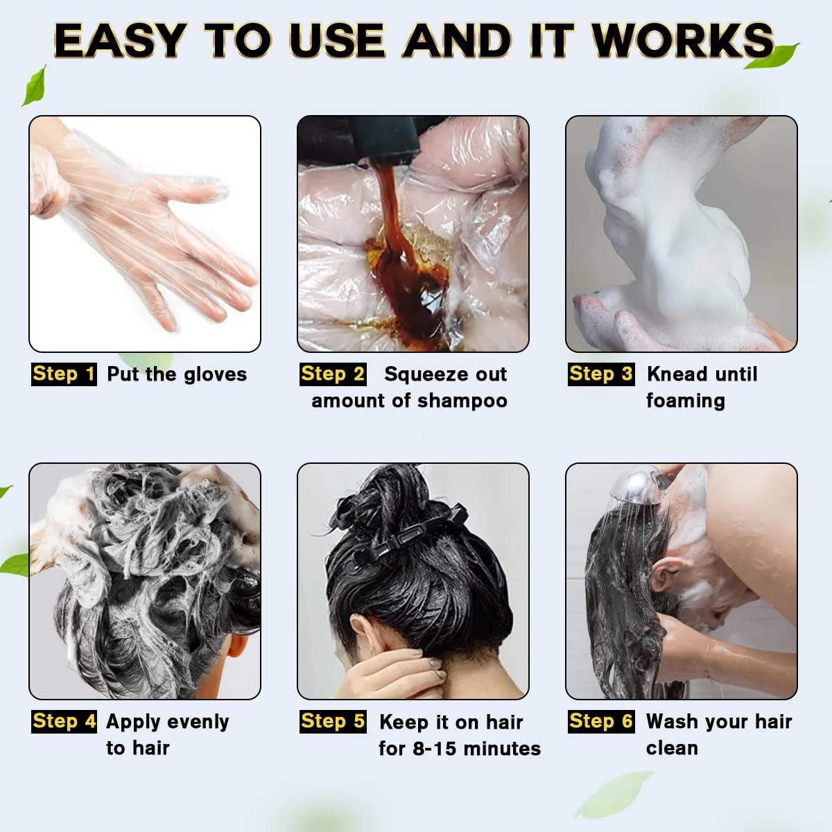 Lavender cosmpro Black Hair Dye Shampoo 3 in 1 for Women/Men for Gray Coverage Instant Hair Color Shampoo Semi Permanent Champu Para Cana