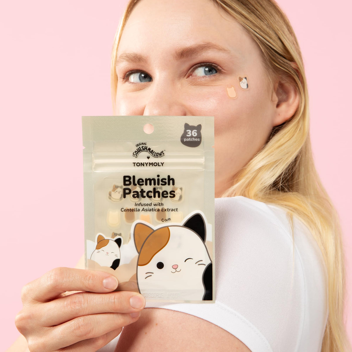 Misty Rose TONYMOLY x Squishmallows Cam Hydrocolloid Acne Blemish Patches, 36 Count