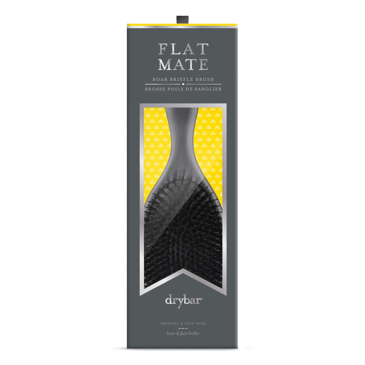 Dim Gray Drybar Flat Mate Boar Bristle Brush, Dark Grey