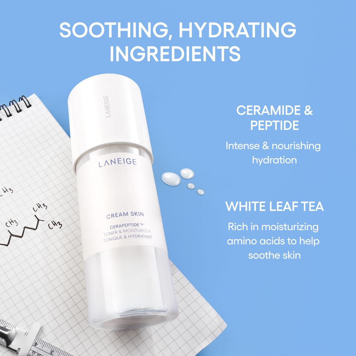 Sky Blue LANEIGE Cream Skin Face Hydrating Milky Toner | Korean Toner & Moisturizer