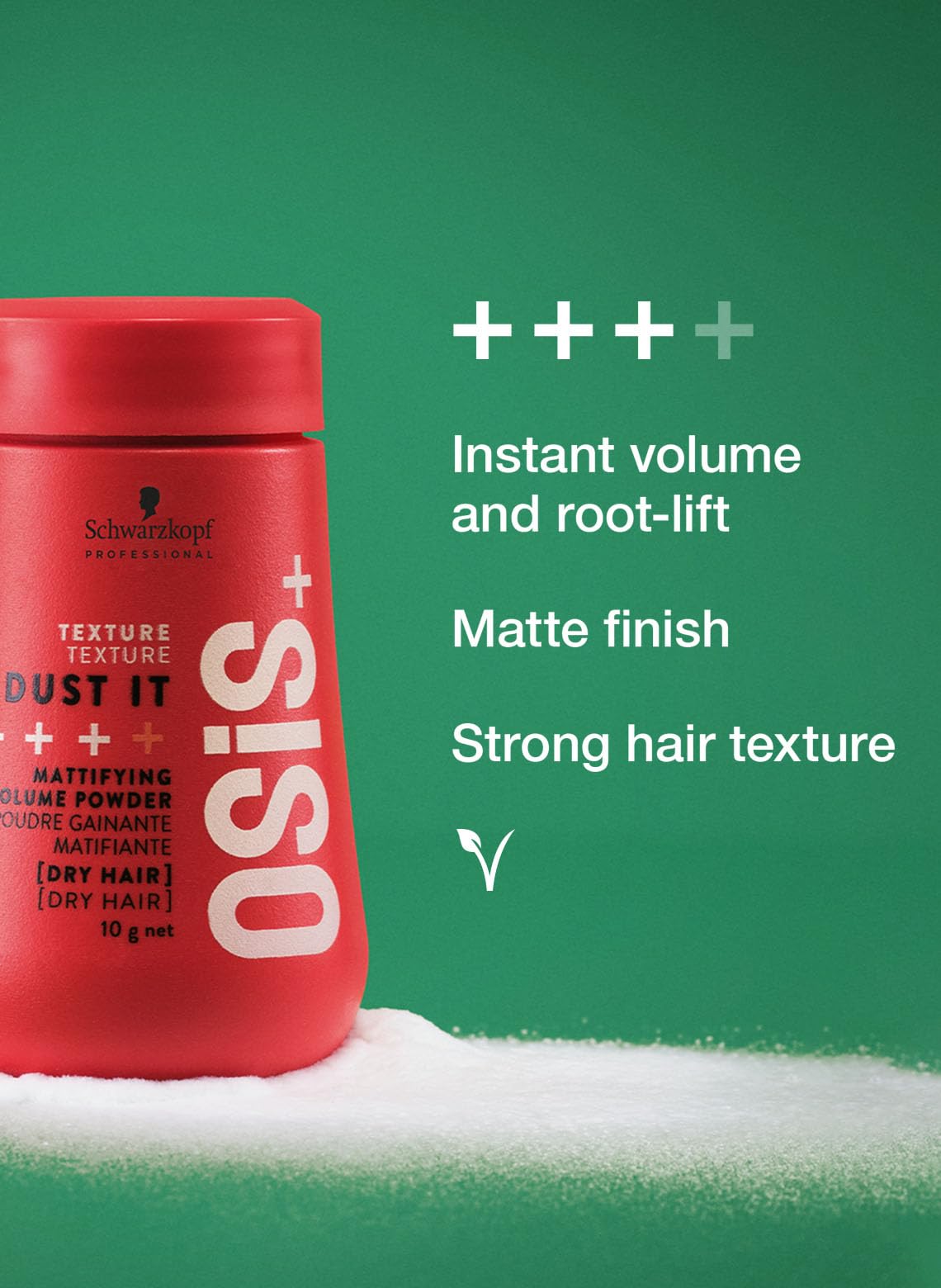 Sea Green OSiS+ Dust It – Mattifying Volume Powder for Hair – Lasting Hold for Strong Control and Separation – Matte Effect Root Lifting Powder for Wild Hair Styling and Volumizing, 0.35 oz