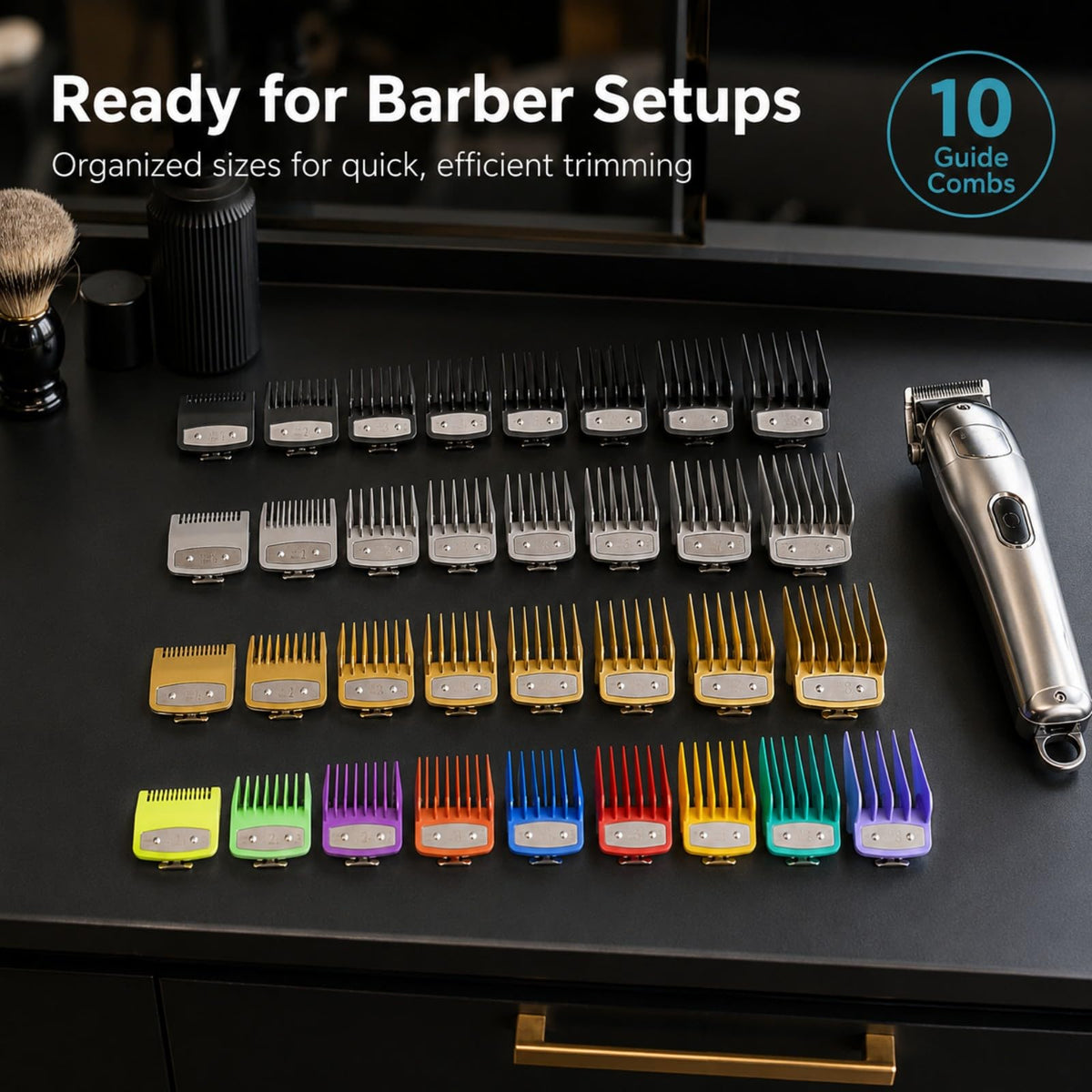 Black 10PCS Clipper Guards Set for StyleCraft Protégé 2020-2026+