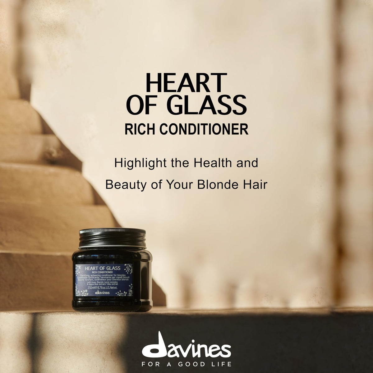 Light Gray Davines Heart Of Glass Rich Conditioner, Blonde-Enhancing Care, Travel Size