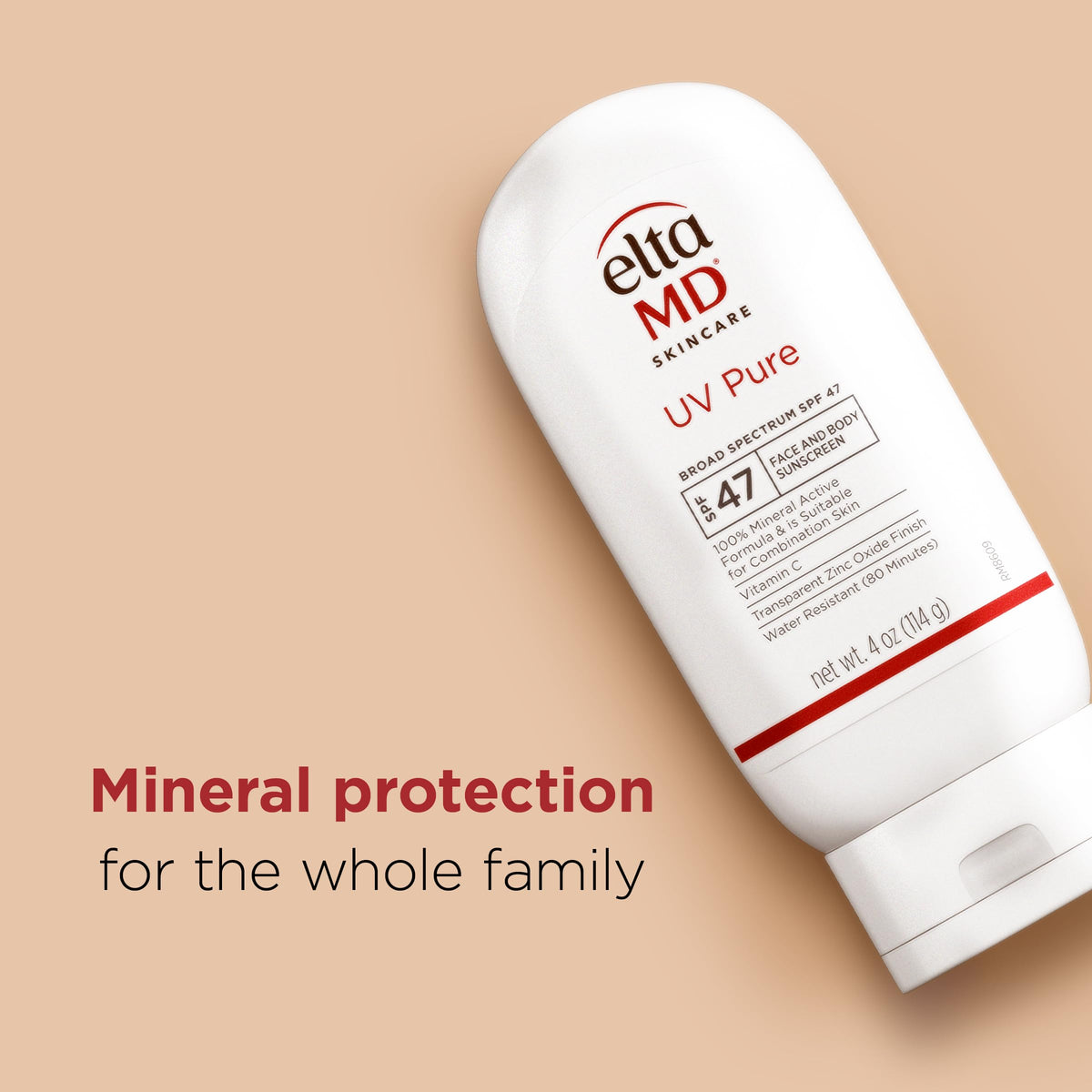 Wheat EltaMD UV Pure 100% Mineral Sunscreen, SPF 47 For Kids and Adults, 4 oz