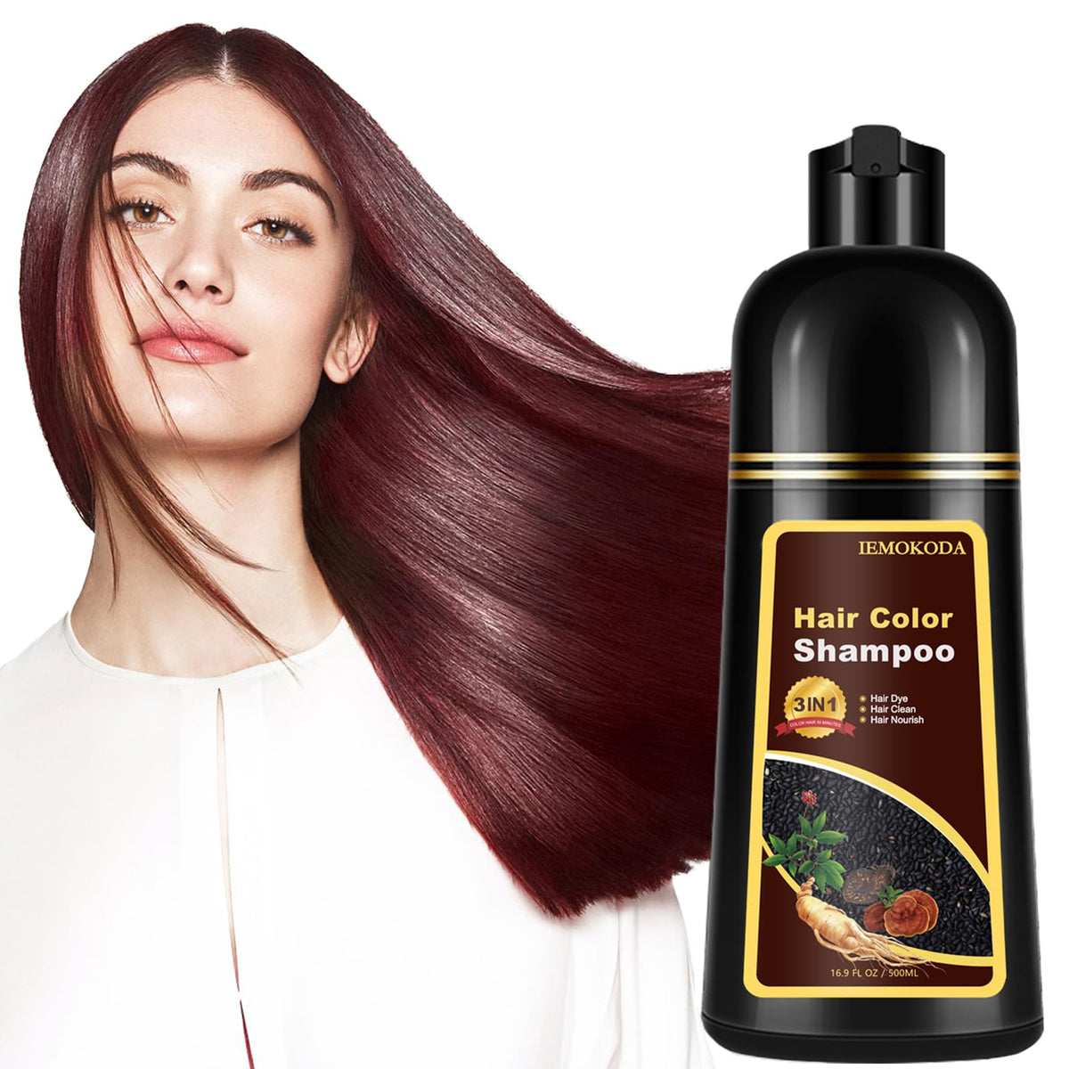 White Smoke Cherry Brown Hair Dye Shampoo, Instant Color Shampoo 3 in 1