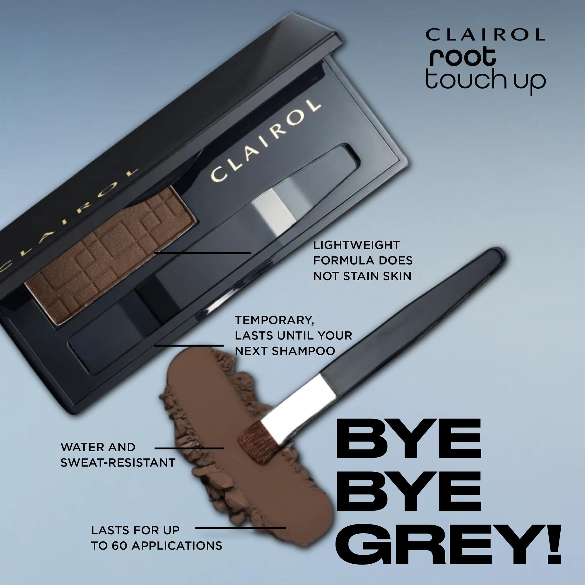 Light Steel Blue Clairol Root Touch-Up Temporary Concealing Powder, Light Brown Hair Color | Ammonia Free | Instantly Cover Roots + Define Eyebrows | On-the-Go Compact with Mirror and Application Brush | Pack of 1