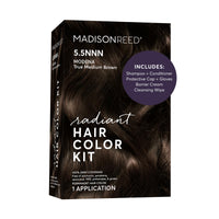 Black Madison Reed Radiant Hair Color Kit - 5.5NNN Dark Brown with Warm Golden Tones (Modena Brown), 100% Gray Hair Coverage Permanent Hair Dye for Resistant Grays | PPD-Free & Ammonia-Free, 1 Pack