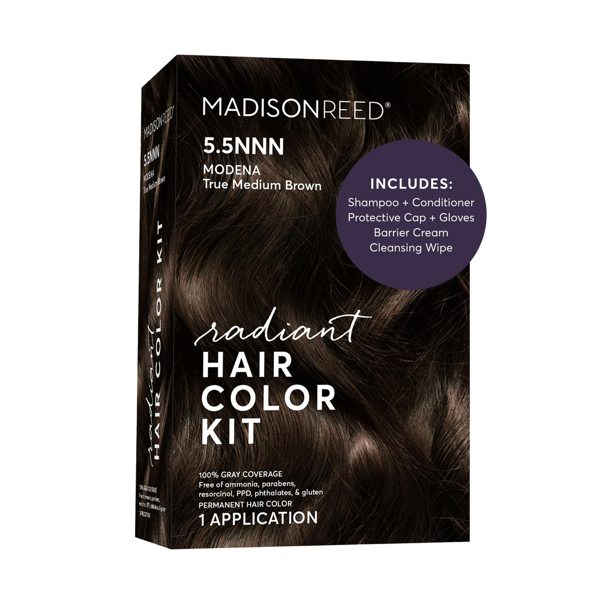 Madison Reed Radiant Hair Color Kit - 5.5NNN Dark Brown with Warm Golden Tones (Modena Brown), 100% Gray Hair Coverage Permanent Hair Dye for Resistant Grays | PPD-Free & Ammonia-Free, 1 Pack