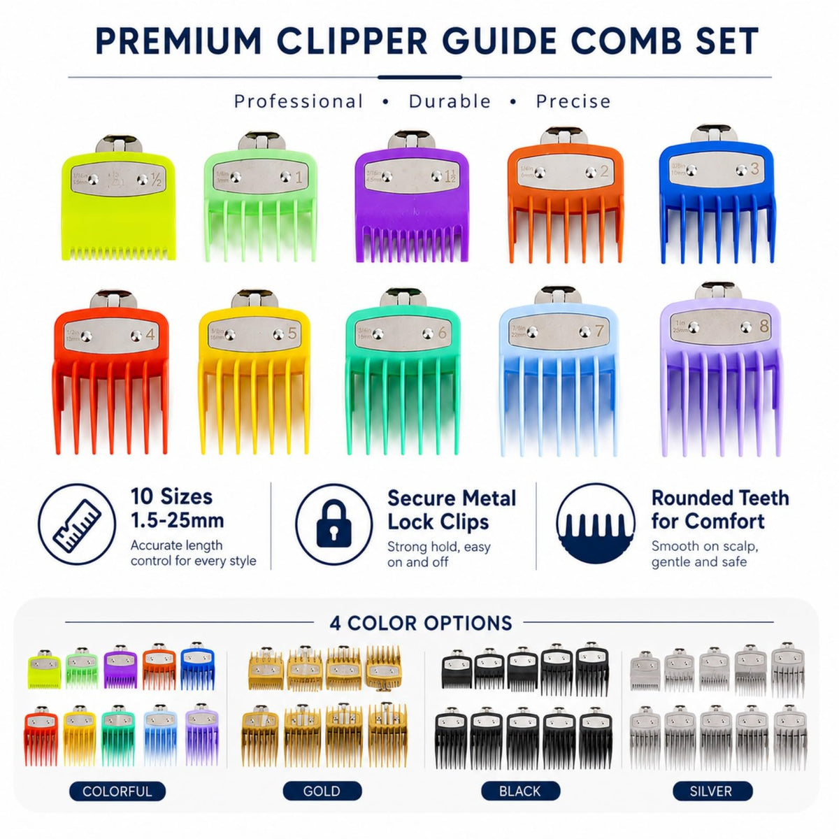 White Smoke 10PCS Clipper Guards Set for StyleCraft Protégé 2020-2026+