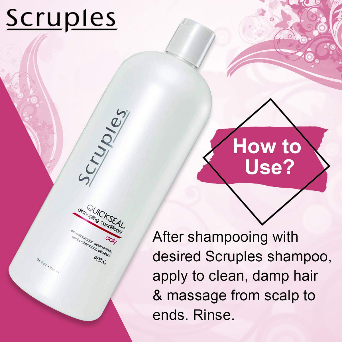 White Smoke Scruples Quickseal Detangling Conditioner, Control Frizz, 33.8 Fl oz