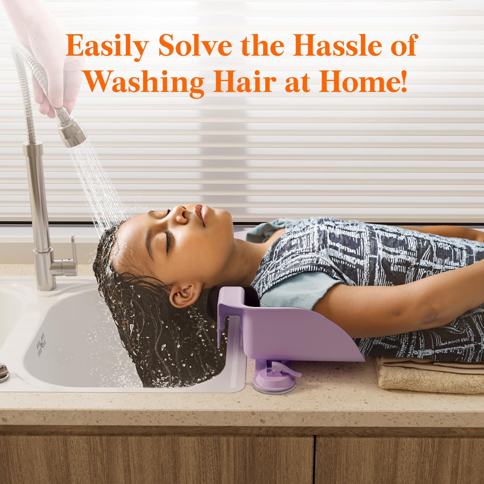 Light Gray Lifewit Hair Washing Station for Kids, Neck Support Shampoo Bowl for Kitchen Sink or Bathtub at Home, Portable Hair Wash Basin for Toddlers, Children, Teens, Purple, 10 inch/ 26 cm Wide