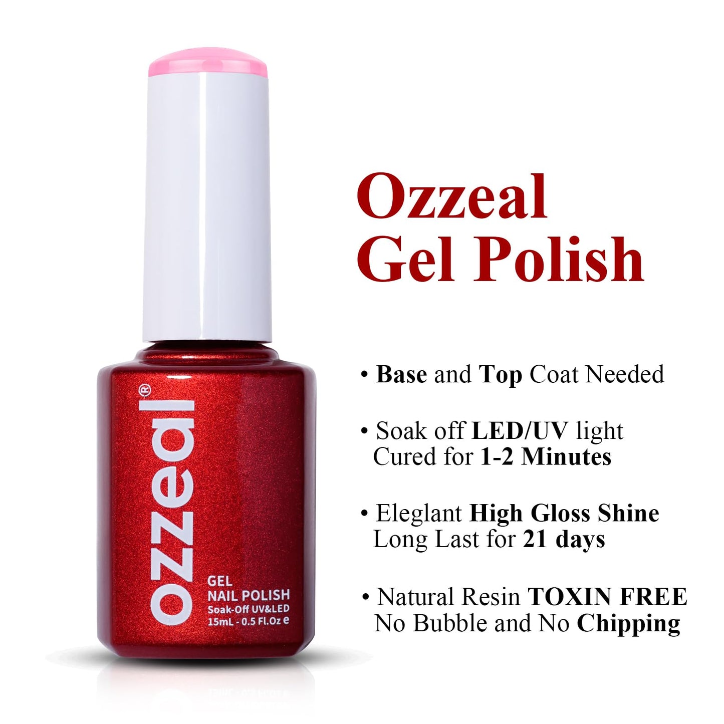 White Smoke Ozzeal Gel Polish, 0.5 Fl Oz Baby Pink Gel Nail Polish Spring Summer Soak off LED UV Gel Nail Polish Art Starter Manicure Salon DIY Nail Gel Polish