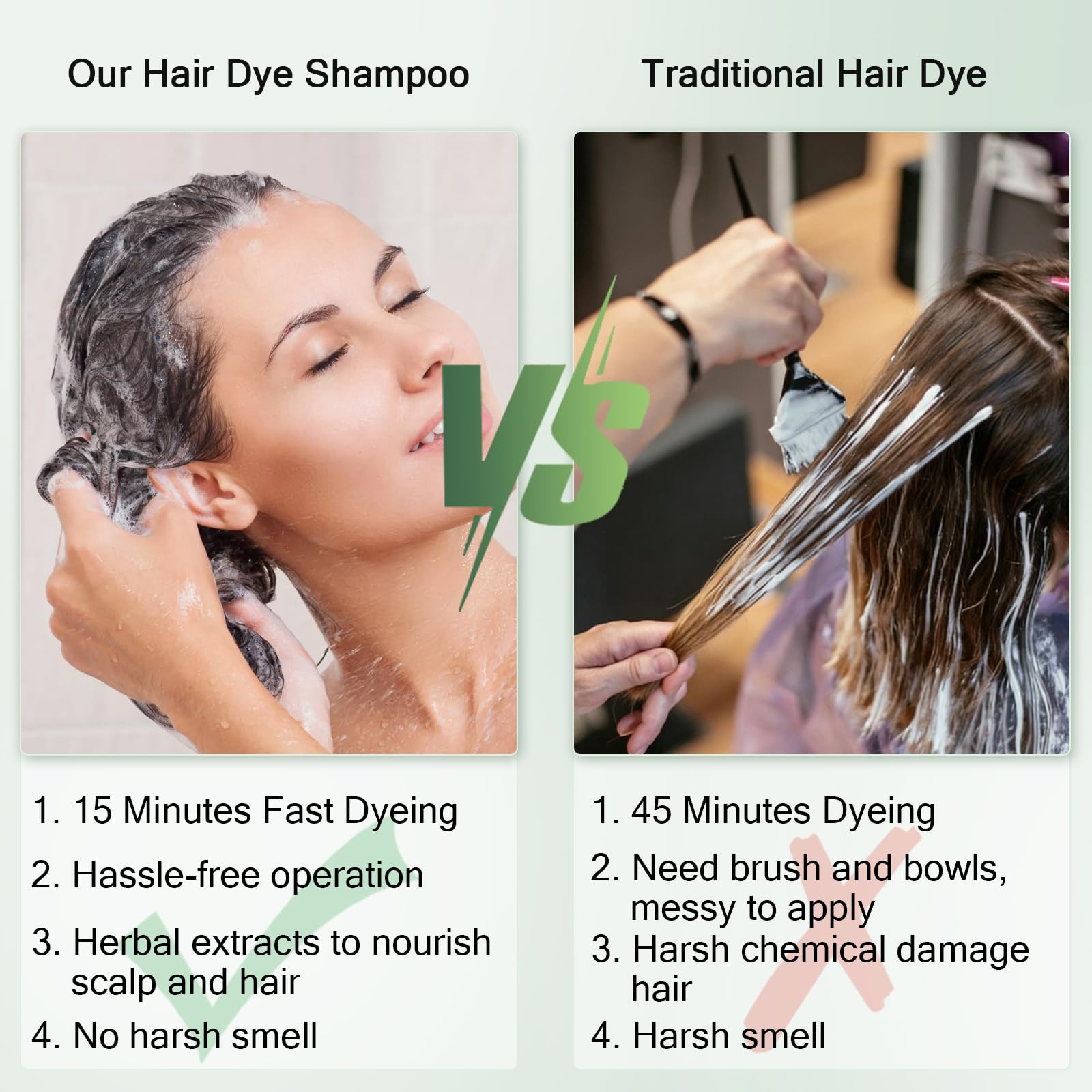 White Smoke Light Brown Hair Dye Shampoo 3 in 1, Instant 100% Gray Hair Coverage Hair Color Shampoo for Women Men with 9 Natural Herbal Ingredients